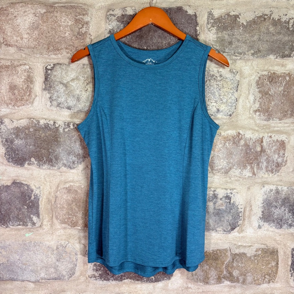 Blue Mountain Women's Teal Heathered Sleeveless Active Tank Top Medium Summer
